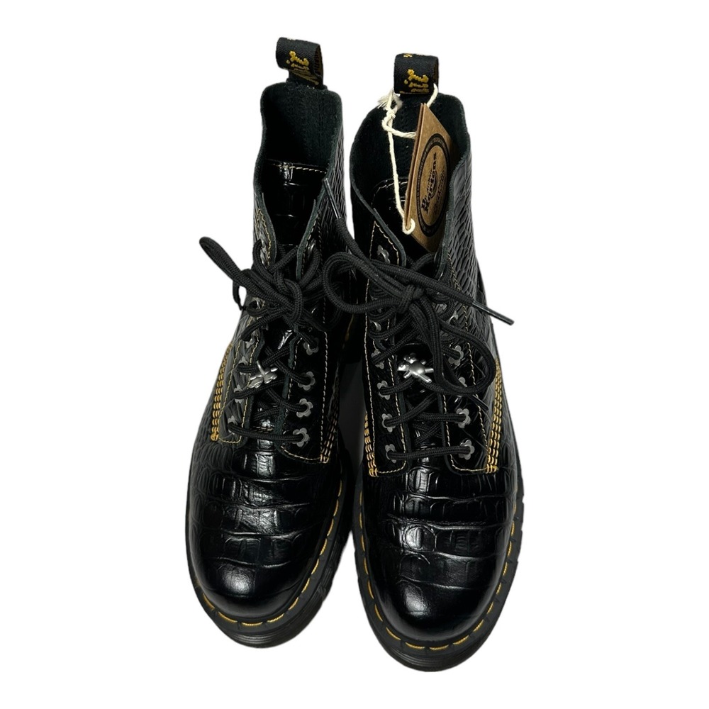 Dr. Martens x Marc Jacobs Audrick 8-Eye Croc Embossed Platform Boots Black 9 - Picture 5 of 9